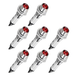 uxcell Indicator Light DC 24V, Red, Metal Shell Panel Mount 5/16" 8mm 8Pcs