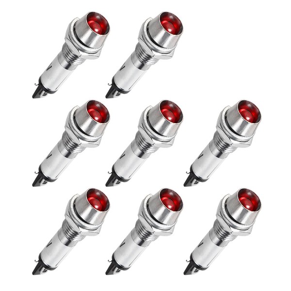 uxcell Indicator Light DC 24V, Red, Metal Shell Panel Mount