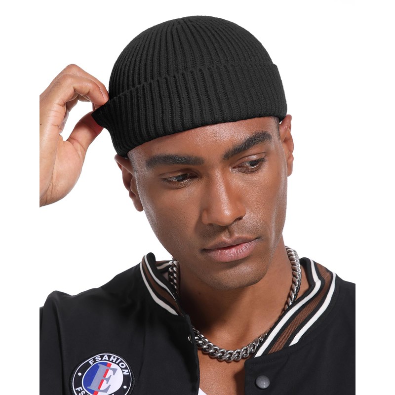 PHILIGHTS 4PCS Swag Wool Short Fisherman Beanie for Men Women,