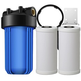 Envig K3 Large Capacity Whole House Heavy Metal Iron Hydrogen Sulfide Water Filter (2 Filter Cartridges), 10" x 4.5", 50,000 Gallon Capacity, Catalytic Carbon KDF