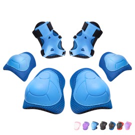 Kids/Youth Knee Pads Elbow Pads Wrist Guards 3 in 1 Protective Gear Set for Child Roller Skates, Cycling, Inline Skating, Scooter Skateboard, BMX Bike, Riding, and Multiple Outdoor Sports
