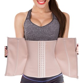 URSEXYLY Women Waist Trainer Corset Zipper Hook Shapewear Double Control Body Shaper Tummy Control Waist Cincher (3XL, Waist 40.1-42.9 Inch, Beige Corset)