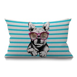 BGBDEIA Dog Teal Farmhouse Cushion Cover 12x20 Inch,Home Decorative Throw Pillow Case Pillow Cover,Home Gifts,Housewarming Gift 30 x 50 cm