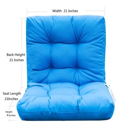 QILLOWAY Outdoor Seat/Back Chair Cushion Tufted Pillow , Spring/Summer Seasonal All Weather Replacement Cushions. (Marine Blue)