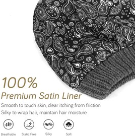 FURTALK Slouchy Beanie Hats for Women Satin Lined Knitted Hat Double Layer Soft Warm Winter Beanie Hat for Girls