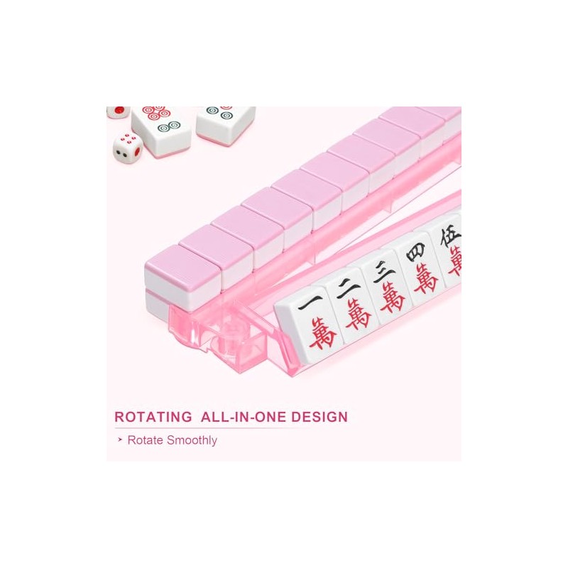 Mahjong Racks with Pushers 4PCS Set Majiang Tile Holder Acrylic
