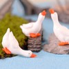 BEOSOFLOY Mini Goose Figurine 6pcs Resin Swan Figurines Micro Moss