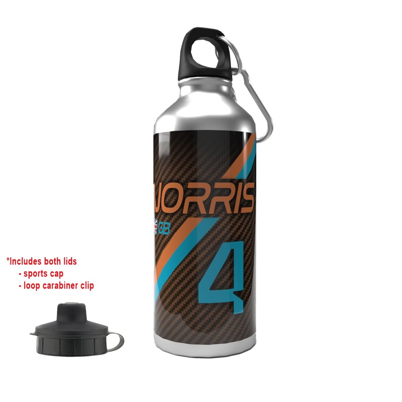 Partisan Lando Norris Water Bottle 2-Lid Aluminium 600ml Silver