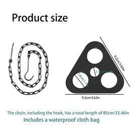 Camping Tripod Fixing Board,Camping Tripod Grill Board,Camping Tripod Board Turn Branches into Campfire Tripod Stainless Steel Portable Camping Tripod Fixing Board with Adjustable Chain,Black