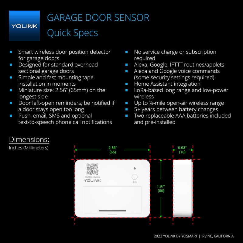 YoLink Garage Door Controller and Wireless Sensor - Remote Control