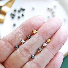 4mm/0.16" Mini Metal Round Shank Buttons, Doll Buttons, Doll Clothing Buttons, Doll Size Dresses Buttons, Perfect for Doll Sewing Projects, in 4 Colors (10pcs)