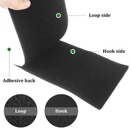4 Inch x 16.5 Feet Black Adhesive Hook and Loop Tape, Heavy Duty Multi-Purpose Carpet Couch Cushions Anti Slip Rug Gripper, Double Sided Hook Loop Rolls, Sticky Straps Wall Hanging Strips