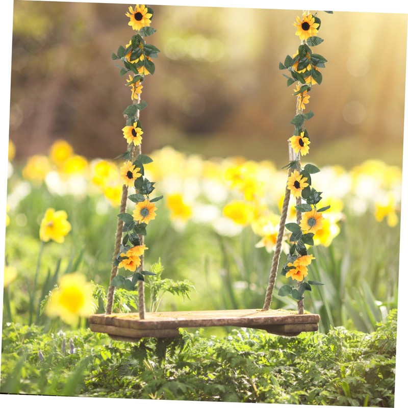 Ciieeo 2pcs Artificial Sunflower Vine Faux Flower Garland for Home