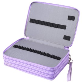 Shulaner 200 Slots Colouring Pencil Case with Zip Large PU Pencil Case 200 Pencil Case Organiser - Purple