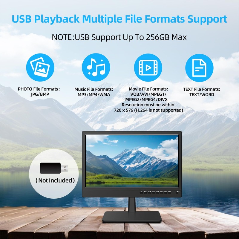 Feihe 14 inch Small Kitchen TV—Digital ATSC Tuner, HDMI/USB/TF/Headphone Ports,
