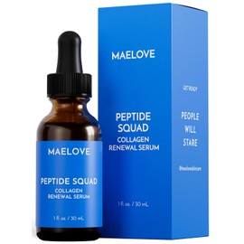 MAELOVE Suero renovador de colágeno Peptide Squad, suero antienvejecimiento para el rostro con péptidos de cobre, argirelina y Matrixyl 3000, suero hidratante con péptidos para arrugas, líneas finas y