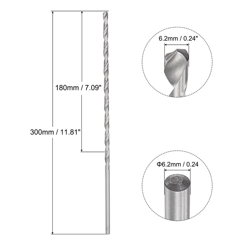 sourcing map 6.2mm Twist Drill Bits, High-Speed Steel Straight Shank