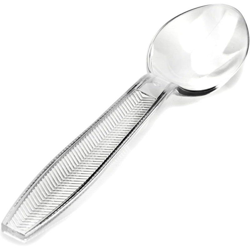 Signature Packaging - Re-usable Plastic Dessert Spoons 100 Pack -