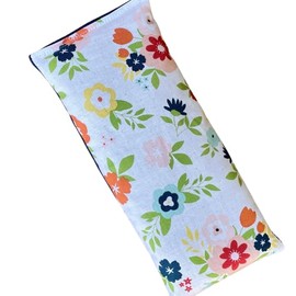 Whiffy Bean Bags Yoga Eye Pillow, Lavender Microwave Heating Pad Hot & Cold Pack Eye Pillow Aromatherapy Gift, Microwavable, Scented or Unscented, 9" x 4" (White Floral, Peppermint & Chamomile)