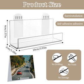 Josojoou 12Pcs Vinyl Record Holder Wall Mount, Adhesive Clear Acrylic Vinyl Record Shelf, Invisible Floating Record Shelves for Wall No Screw for CD Shelf, Bookshelf