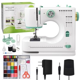 Mini Sewing Machine for Beginners, 32 PCS Threads Kit,16 Built-In Stitches, 2 Speed, Multifunctional Portable Sewing with Foot Pedal, Light, Sewing Quilting Machine for Mending Clothes DIY Home