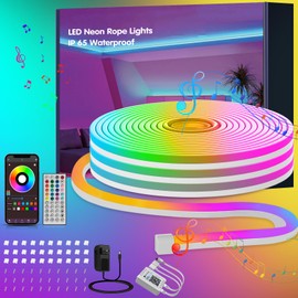 Ledagic 48ft RGB LED Neon Rope Lights with App, Remote Control, IP65 Waterproof Neon Light Strip Outdoor Indoor, DIY Design Flexible Led Strip Lights for Bedroom Essentials, Gaming Accessories