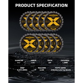 ANGELSWORD 7-1/4 Inch Circular Saw Blade for Framing, Fast Wood Cutting, 24T, 10 Pack