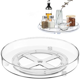 ZHAOMIMI Pack of 2 Spice Holders Rotating Kitchen Organiser Storage 23 + 27 cm, Rotating Spice Holder Made of Plastic Rotating Plate Kitchen Organiser