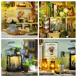 CUTEROOM Miniature House Kits For Adults, Mini Dollhouse Wooden Furniture Kit, 1:24 Scale Diy Craft Kits Creative Room Tiny House For Decoration- Plants Studio