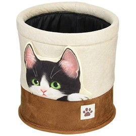 Bonform 7252-43BK Car Trash Can FN Hyokkori Kitten, For Light/Normal Cars, Small Items, 6.9 x 6.9 x 7.9 inches (17.5 x 17.5 x 18 cm), Black