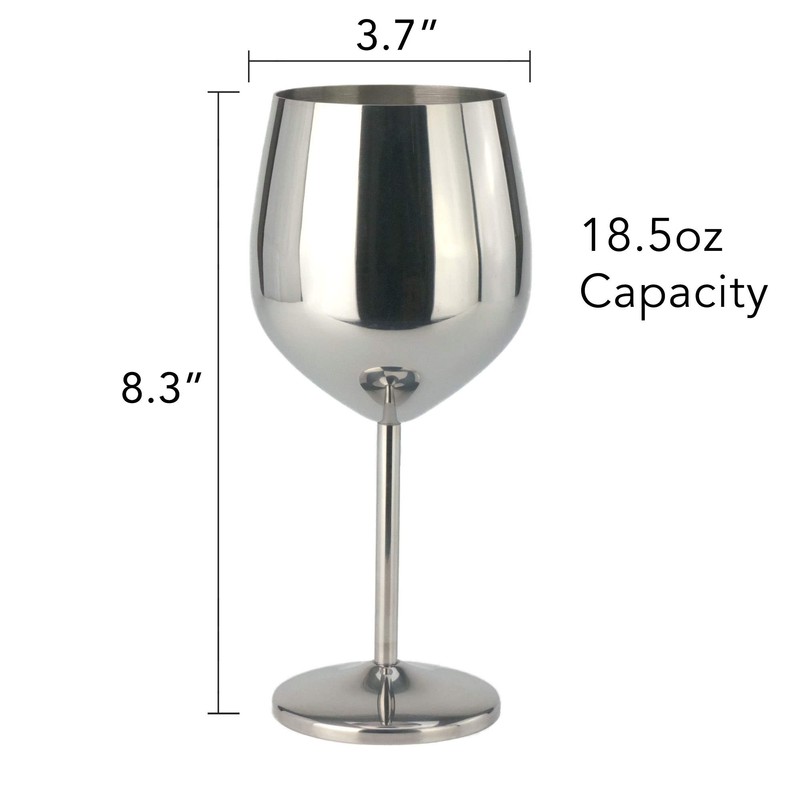 PG Set of 4 Stainless Steel Wine Glass - 18.5oz