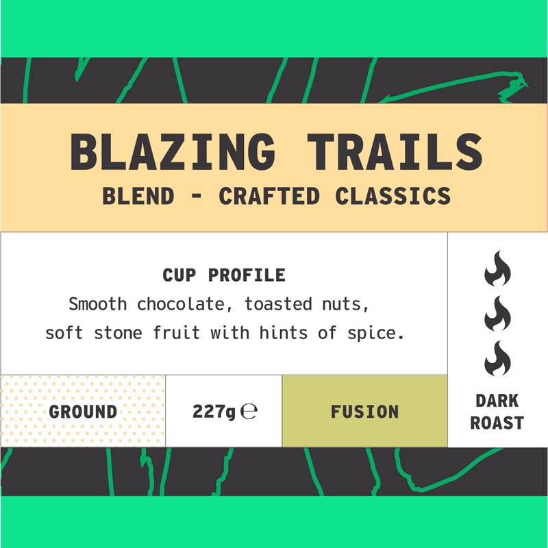 Coffee Ground for Cafetiere, 227g Bag Blazing Trails Blend Ground