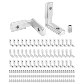 QWORK® T Slot T-Slot Aluminium Profile 2020 Groove 6 M4 Angle Angle 90° L-Shape Inner Corner Connector Zinc Alloy Nickel-Plated Pack of 50