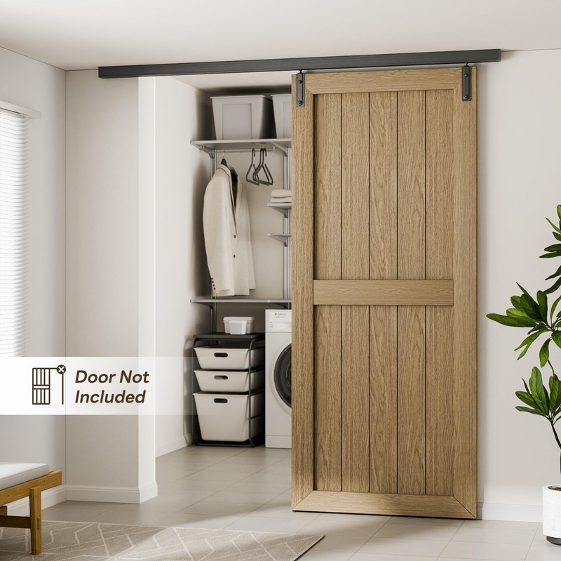 8FT Ceiling Mount Box Rail Barn Door Hardware Kit,Heavy Duty