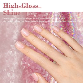 RARJSM Nude Gel Polish Sheer Pink Silver Glitter Jelly Shimmery Nail Gel Polish Iridescent Sparkly Light Pink Soak off Translucent Natural Skin Tone Color 15ml UV LED Cured French Manicure Homa Salon
