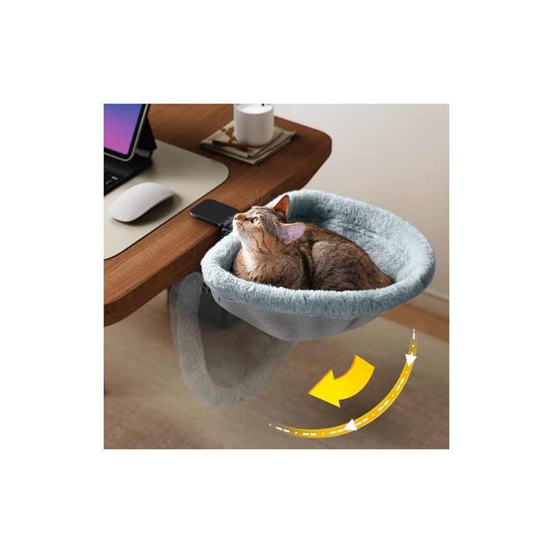 JUNSPOW Cat Desk Bed - One-Click Folding,Sunken Design & Space-Saving