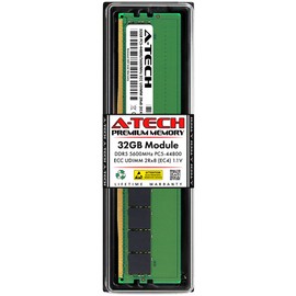 A-Tech 32GB DDR5 5600MHz PC5-44800 ECC UDIMM 2Rx8 (EC4 9x4) Dual Rank 1.1V ECC Unbuffered DIMM 288-Pin Server, Workstation RAM Memory Upgrade Module