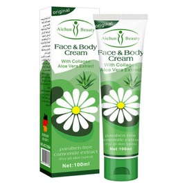 AICHUN BEAUTY Moisturizing Face And Body Cream With Collagen Shea Butter Camomile Aloe Vera Extract Paraben-Free 100ml 3.38Fl.oz (Collagen & Aloe Vera Extract)
