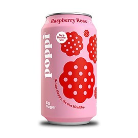 POPPI Sparkling Prebiotic Raspberry Rose Soda w/ Gut Health & Immunity Benefits, Beverages made with Apple Cider Vinegar, Seltzer Water & Fruit Juice, Low Calorie & Low Sugar Drinks, 12oz (12 Pack)