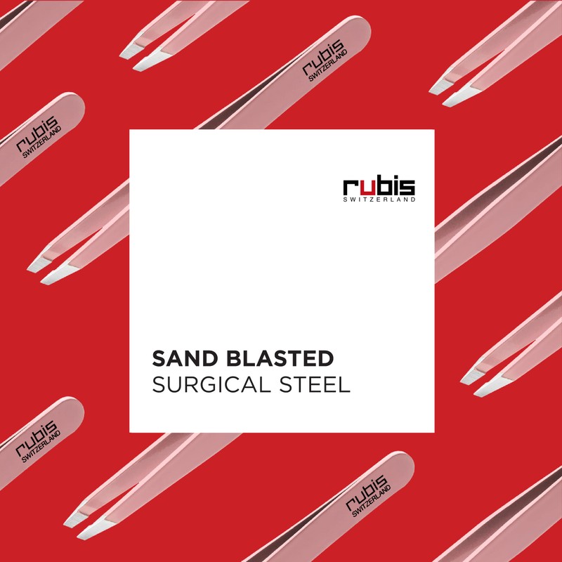 Rubis Classic Stainless Steel Slanted Tweezers for Precise Eyebrows and