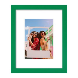 Vittanly 8x10 Picture Frame, Display Pictures 5x7 with Mat or 8x10 without Mat, Engineered Wood with Shatter Resistant Plexiglass, Photo Frame for Wall or Table Top Display, Green, 1 Pack