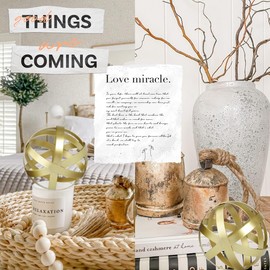 BYHER Gold Decor for Living Room Bedroom Bookshelf Coffee Table, Modern Style Figurine Decorative Ornaments Home Decor for Shelves (4.5" Modern Decorative Ball)