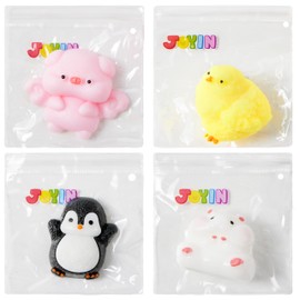 JOYIN 4 Pcs Animal Taba Squishy Squishies Toys, Ultra Soft Colorful Fufu Squishy Toys, Chick Taba Squishies Squeeze Toys for Adults Kids