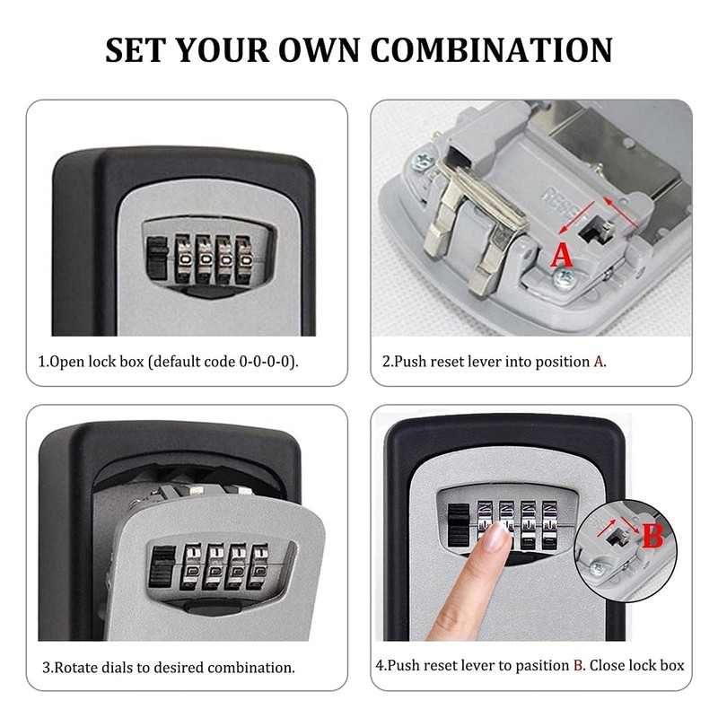 Holdfiturn Wall Mounted Key Safe Combination Lock Box with 12-Digit