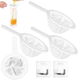 4 Pieces Fine Sieve Kitchen Strainer Filter, Nylon Sieve Fine, 100/200/300/400 Mesh Fine Mesh Hair Sieve Kitchen Mesh Strainer with Handle, Ultra Fine Funnel Filter Hand Strainer for Juice Milk Coffee