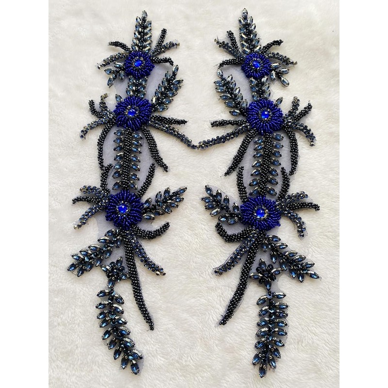 ESOSZNUA Two Colors Handmade Shining Rhinestones lace Applique Patches Sewing