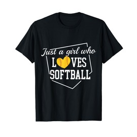 Just a Girl Who Loves Softball Heart Design Gift T-Shirt