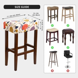EVOLLER Waterproof Bar Stool Covers Set of 4 Rectangle Floral Stretchable Backless Barstool Seat Cover Counter Bar Stool Slipcovers 18x14inch Washable