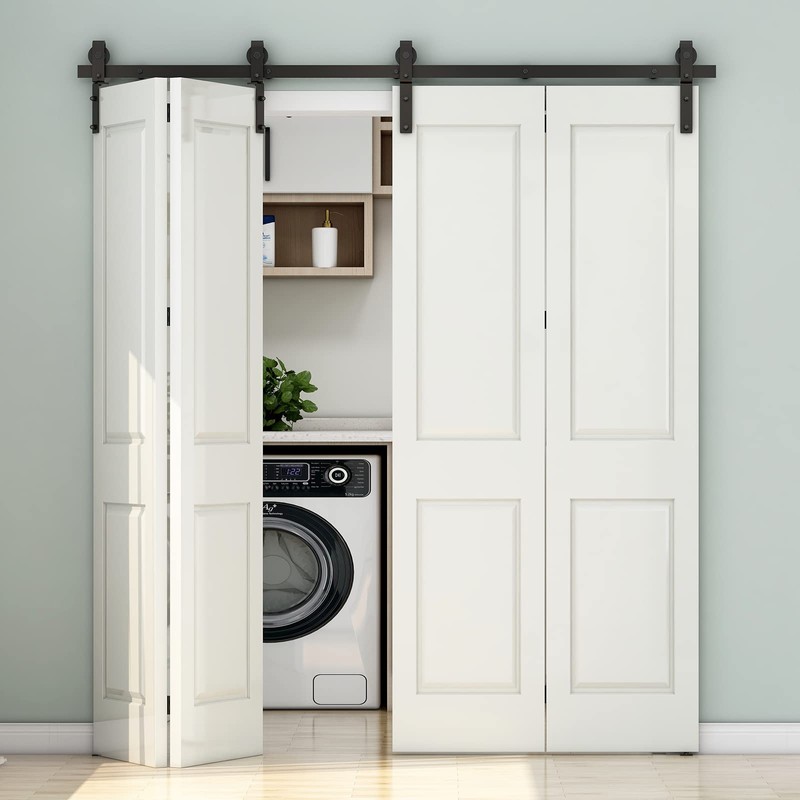 CCJH 6FT/72'' Bi-Folding Barn Door Hardware Sliding Track kit Heavy