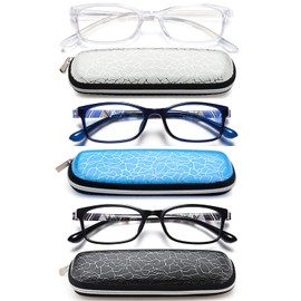 EYEURL - Gafas de lectura para mujer, color morado y rojo, Negro+azul+blanco, 2.00